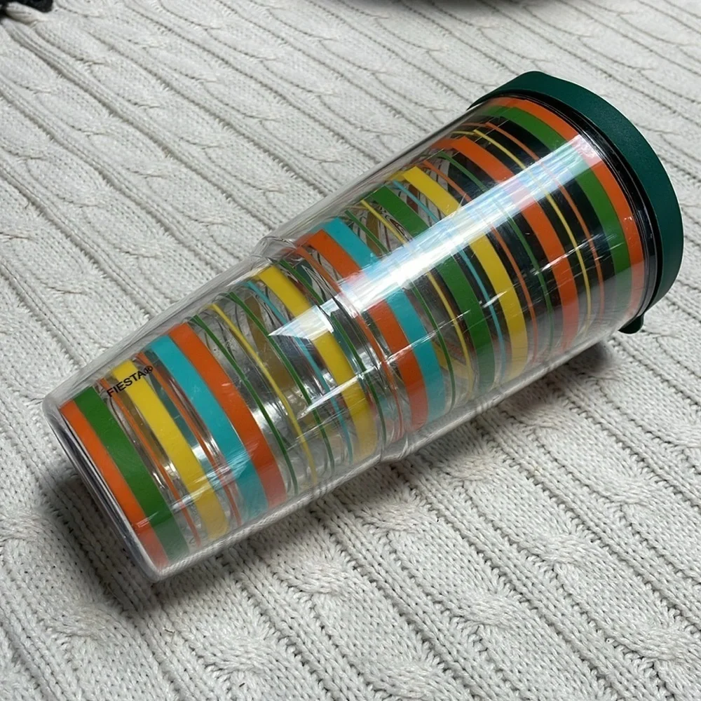 Tervis Fiesta collaboration 24oz tumbler with green lid. Coffee mug Hot/cold.